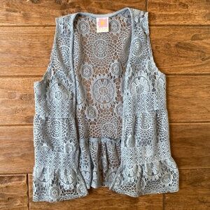 Belle Du Jour Gray Crochet Vest